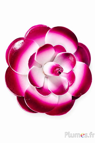 Lederblume - Ø 8 cm - aubergine-weiß